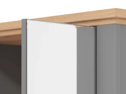Mobile da Ingresso Grigio Marrone Rovere Nodi Specchio Incluso 3 Ripiani 75x41x194.5h cm, Appendiabiti - Coggiola