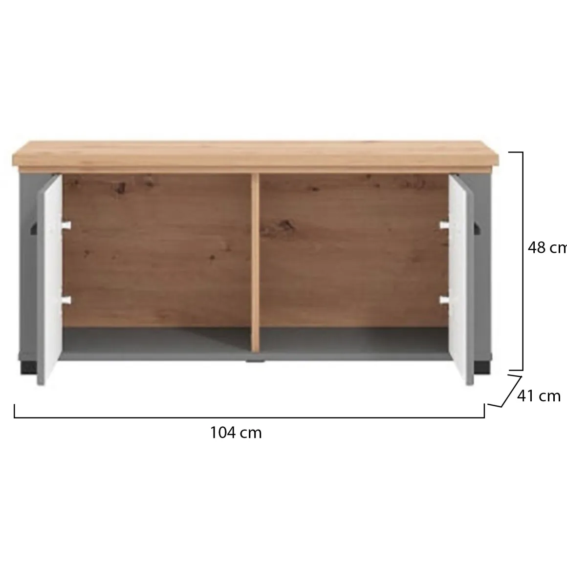 Mobile da Ingresso Grigio Marrone Rovere un Ripiano 2 Ante 103.5x41x47.5h cm, 2 Vani - Menfi