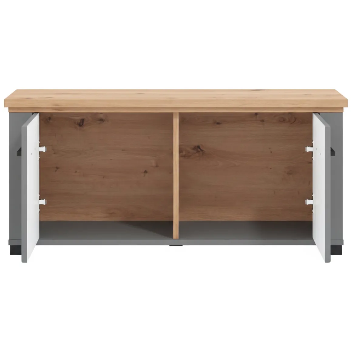 Mobile da Ingresso Grigio Marrone Rovere un Ripiano 2 Ante 103.5x41x47.5h cm, 2 Vani - Menfi