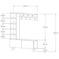 Mobili Da Ingresso > Dmora Mobile da Ingresso Marrone Noce Bianco Specchio Incluso 2 Ripiani 105x30x85h cm, Modulabile - Gazzuolo Bianco, Marrone Noce
