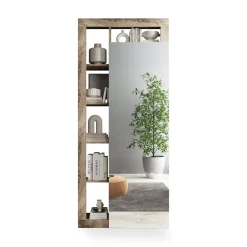 Mobile da Ingresso Marrone Pero Trasparente Specchio Incluso Appendiabiti 90.5x30x210h cm, 6 Paia - Gonzaga