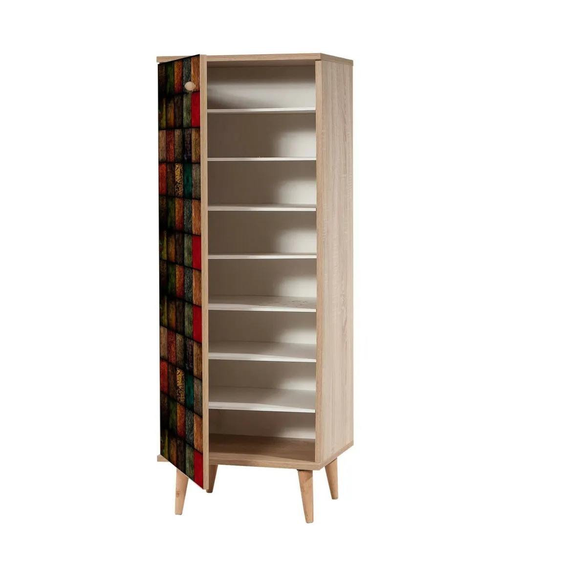 Mobile da Ingresso Marrone Quercia Verde 16 Paia Cassetti 50x38x135h cm, 7 Ripiani - Podgorica