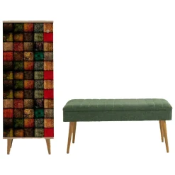 Mobile da Ingresso Marrone Quercia Verde 16 Paia Cassetti 50x38x135h cm, 7 Ripiani - Podgorica