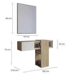 Mobili Da Ingresso > Dmora Mobile da Ingresso Marrone Rovere Chiaro Nero un Cassetto 2 Ripiani 51.5x35x98h cm, Un'anta - Trevi Nero, Marrone Rovere chiaro