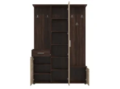 Mobile da Ingresso Marrone Rovere Marrone Noce Specchio Incluso un Cassetto 133.5x33x197.5h cm, 9 Ripiani - Volpara