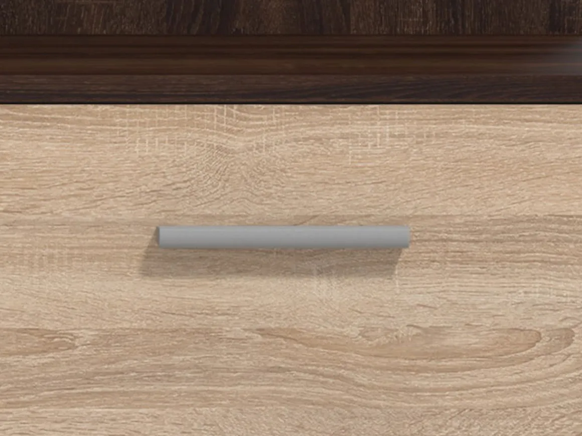 Mobile da Ingresso Marrone Rovere Marrone Noce Specchio Incluso un Cassetto 133.5x33x197.5h cm, 9 Ripiani - Volpara