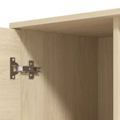 Mobile da Ingresso Marrone Rovere Nero Specchio Incluso 6 Ripiani 87x36x197h cm, Appendiabiti - Vique