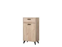 Mobile da Ingresso Marrone Rovere Nero un Cassetto 2 Ripiani 53.5x35x100.5h cm, Un'anta - Sezzadio