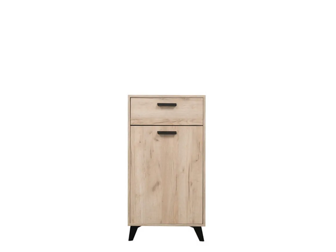 Mobile da Ingresso Marrone Rovere Nero un Cassetto 2 Ripiani 53.5x35x100.5h cm, Un'anta - Sezzadio