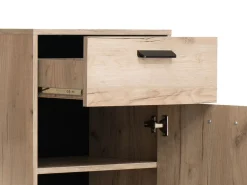 Mobile da Ingresso Marrone Rovere Nero un Cassetto 2 Ripiani 53.5x35x100.5h cm, Un'anta - Sezzadio