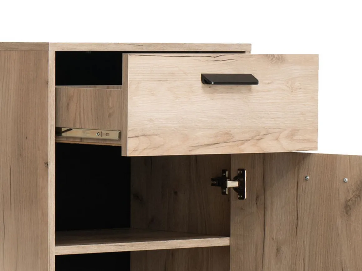 Mobile da Ingresso Marrone Rovere Nero un Cassetto 2 Ripiani 53.5x35x100.5h cm, Un'anta - Sezzadio