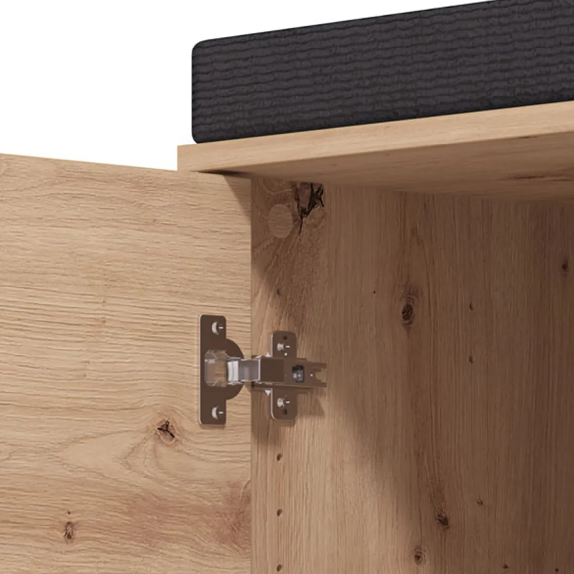 Mobile da Ingresso Marrone Rovere Nodi Grigio Scuro un Ripiano 2 Ante 80x40x52h cm, con Piedini, Comoda Seduta - Lalom
