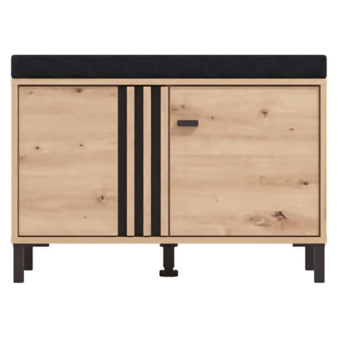 Mobile da Ingresso Marrone Rovere Nodi Grigio Scuro un Ripiano 2 Ante 80x40x52h cm, con Piedini, Comoda Seduta - Lalom