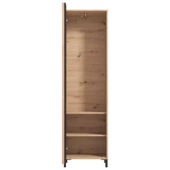 Mobili Da Ingresso > Dmora Mobile da Ingresso Marrone Rovere Nodi Nero Specchio Incluso 7 Ripiani 134.5x34.5x192.5h cm, Appendiabiti - Pandino Nero, Marrone Rovere Nodi