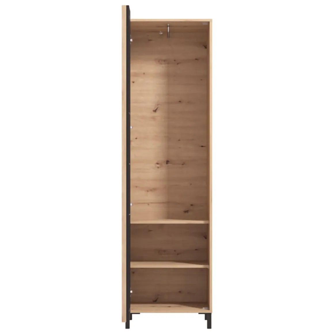 Mobili Da Ingresso > Dmora Mobile da Ingresso Marrone Rovere Nodi Nero Specchio Incluso 7 Ripiani 134.5x34.5x192.5h cm, Appendiabiti - Pandino Nero, Marrone Rovere Nodi