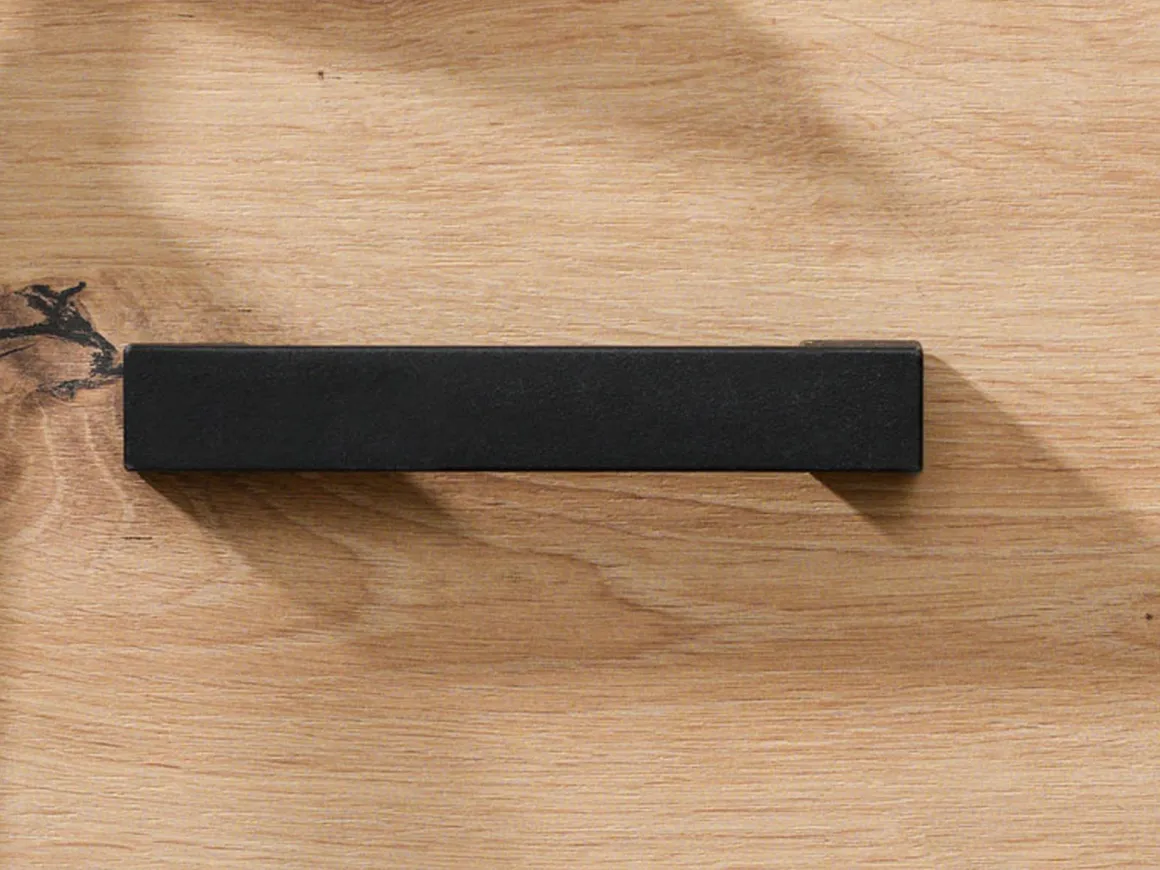 Mobile da Ingresso Marrone Rovere Nodi Nero Specchio Incluso un Cassetto 94.5x33.5x191h cm, 5 Ripiani - Corbetta