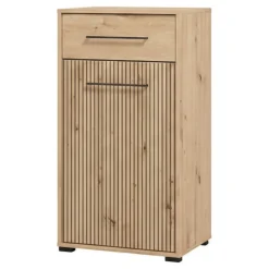 Mobili Da Ingresso > Dmora Mobile da Ingresso Marrone Rovere Nodi Nero un Cassetto 2 Ripiani 54.5x40x109.5h cm, Un'anta - Pollenza Nero, Marrone Rovere Nodi