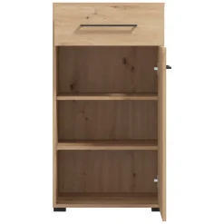 Mobili Da Ingresso > Dmora Mobile da Ingresso Marrone Rovere Nodi Nero un Cassetto 2 Ripiani 54.5x40x109.5h cm, Un'anta - Pollenza Nero, Marrone Rovere Nodi