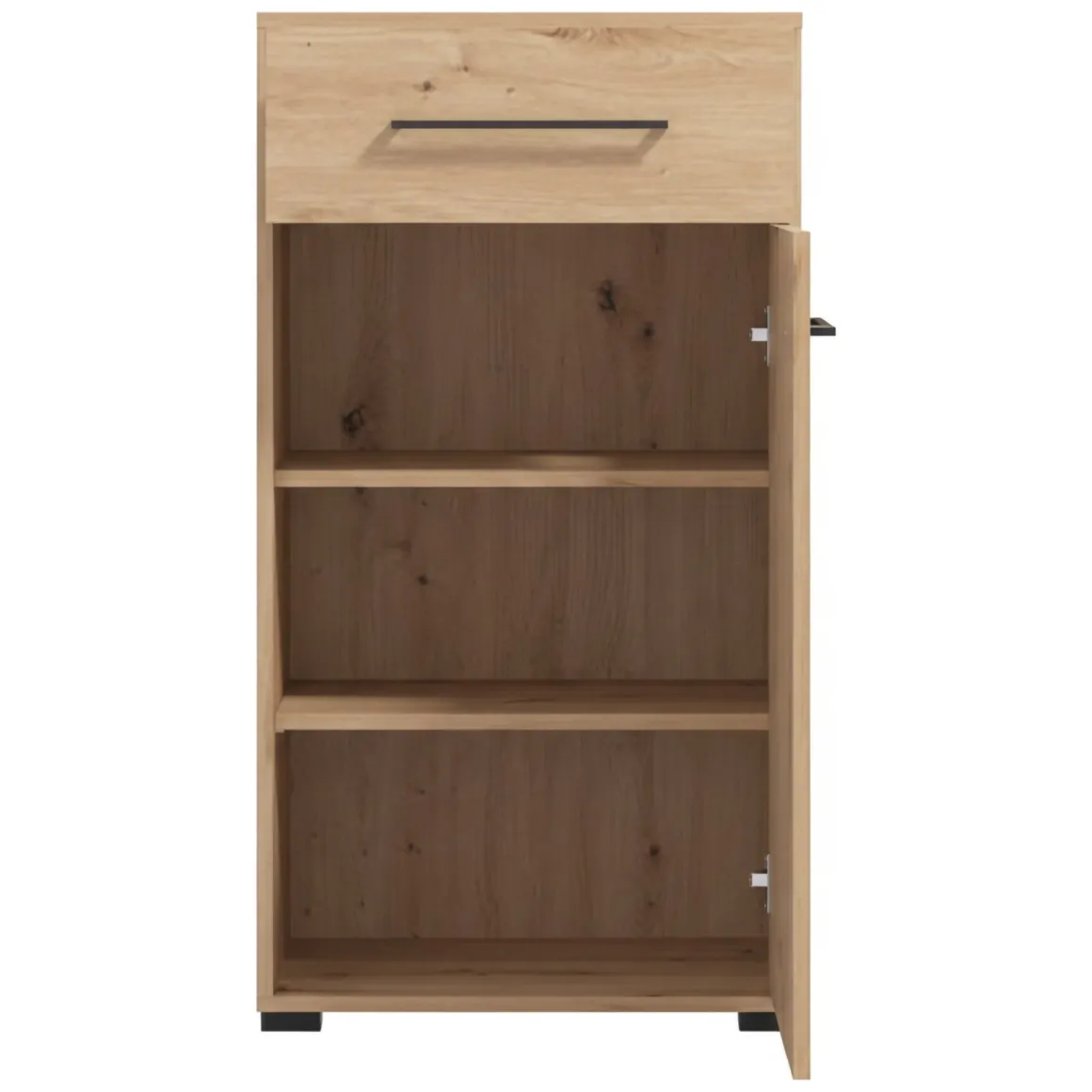 Mobili Da Ingresso > Dmora Mobile da Ingresso Marrone Rovere Nodi Nero un Cassetto 2 Ripiani 54.5x40x109.5h cm, Un'anta - Pollenza Nero, Marrone Rovere Nodi