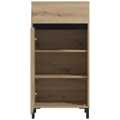 Mobili Da Ingresso > Dmora Mobile da Ingresso Marrone Rovere Nodi Nero un Cassetto 2 Ripiani 54.5x40x109.5h cm, Un'anta - Pollenza Nero, Marrone Rovere Nodi