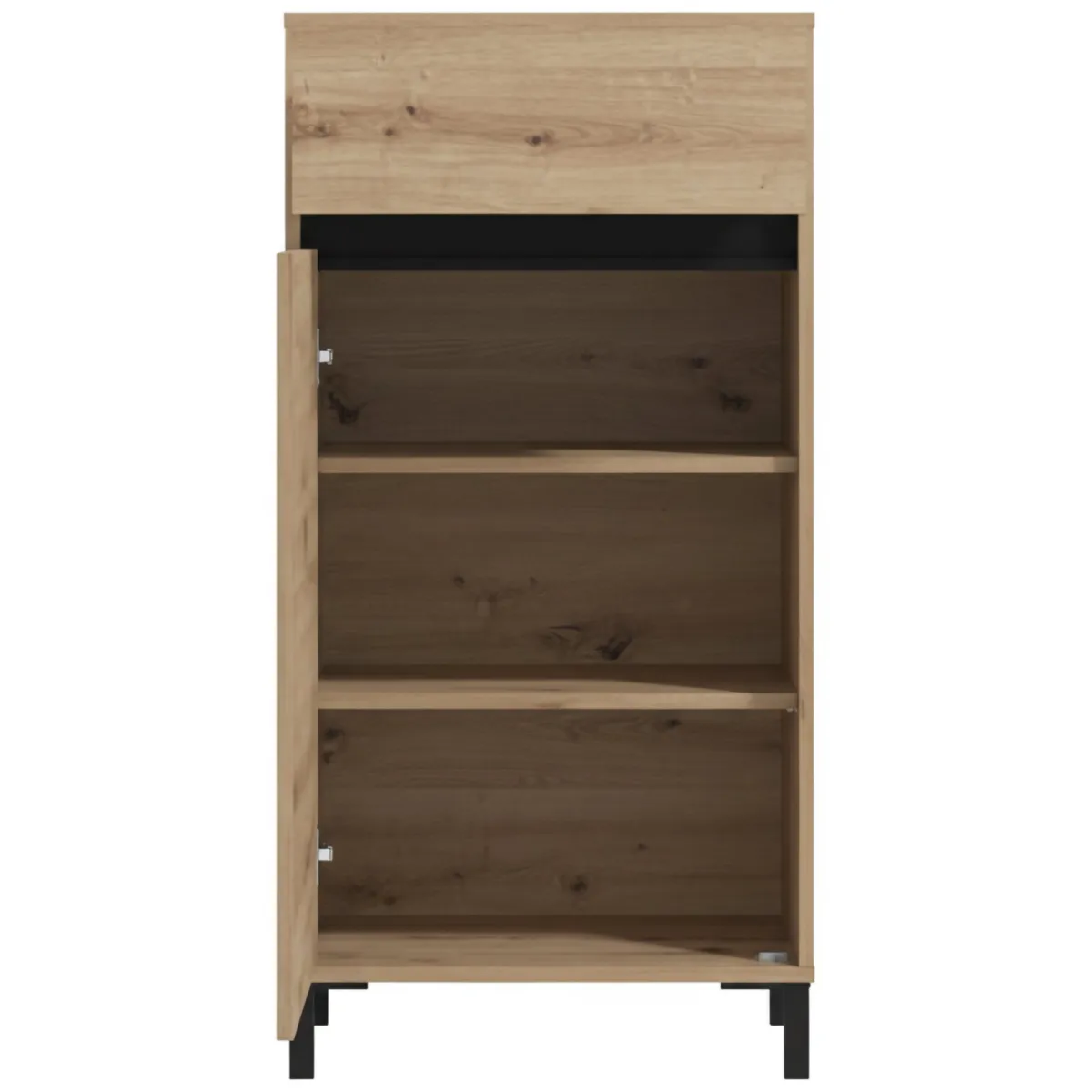 Mobili Da Ingresso > Dmora Mobile da Ingresso Marrone Rovere Nodi Nero un Cassetto 2 Ripiani 54.5x40x109.5h cm, Un'anta - Pollenza Nero, Marrone Rovere Nodi