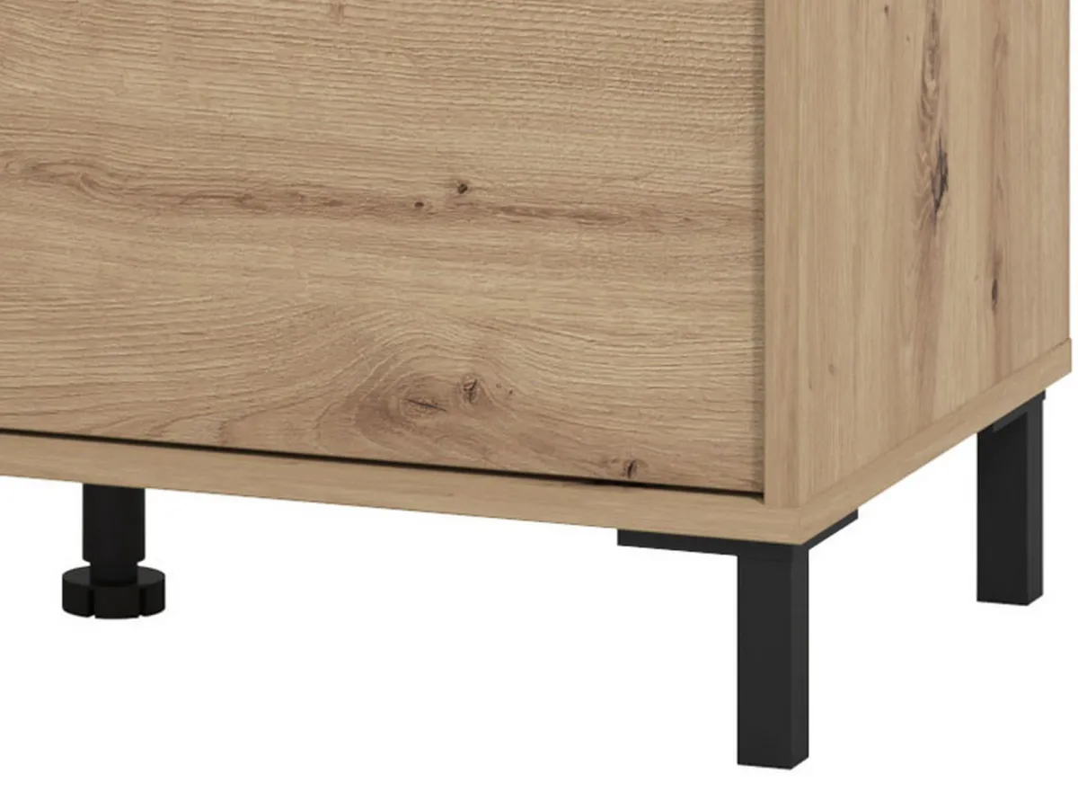 Mobili Da Ingresso > Dmora Mobile da Ingresso Marrone Rovere Nodi Nero un Ripiano 2 Ante 80x40x57h cm, 2 Vani - Varmo Nero, Marrone Rovere Nodi