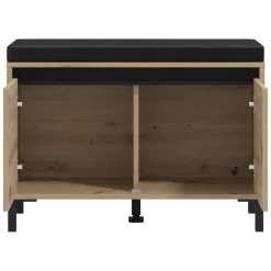 Mobili Da Ingresso > Dmora Mobile da Ingresso Marrone Rovere Nodi Nero un Ripiano 2 Ante 80x40x57h cm, 2 Vani - Varmo Nero, Marrone Rovere Nodi
