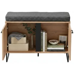 Mobile da Ingresso Marrone Rovere Nodi Nero un Ripiano 2 Ante 84.5x35x59.5h cm, 2 Vani - Roascio