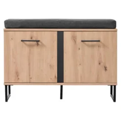 Mobile da Ingresso Marrone Rovere Nodi Nero un Ripiano 2 Ante 84.5x35x59.5h cm, 2 Vani - Roascio