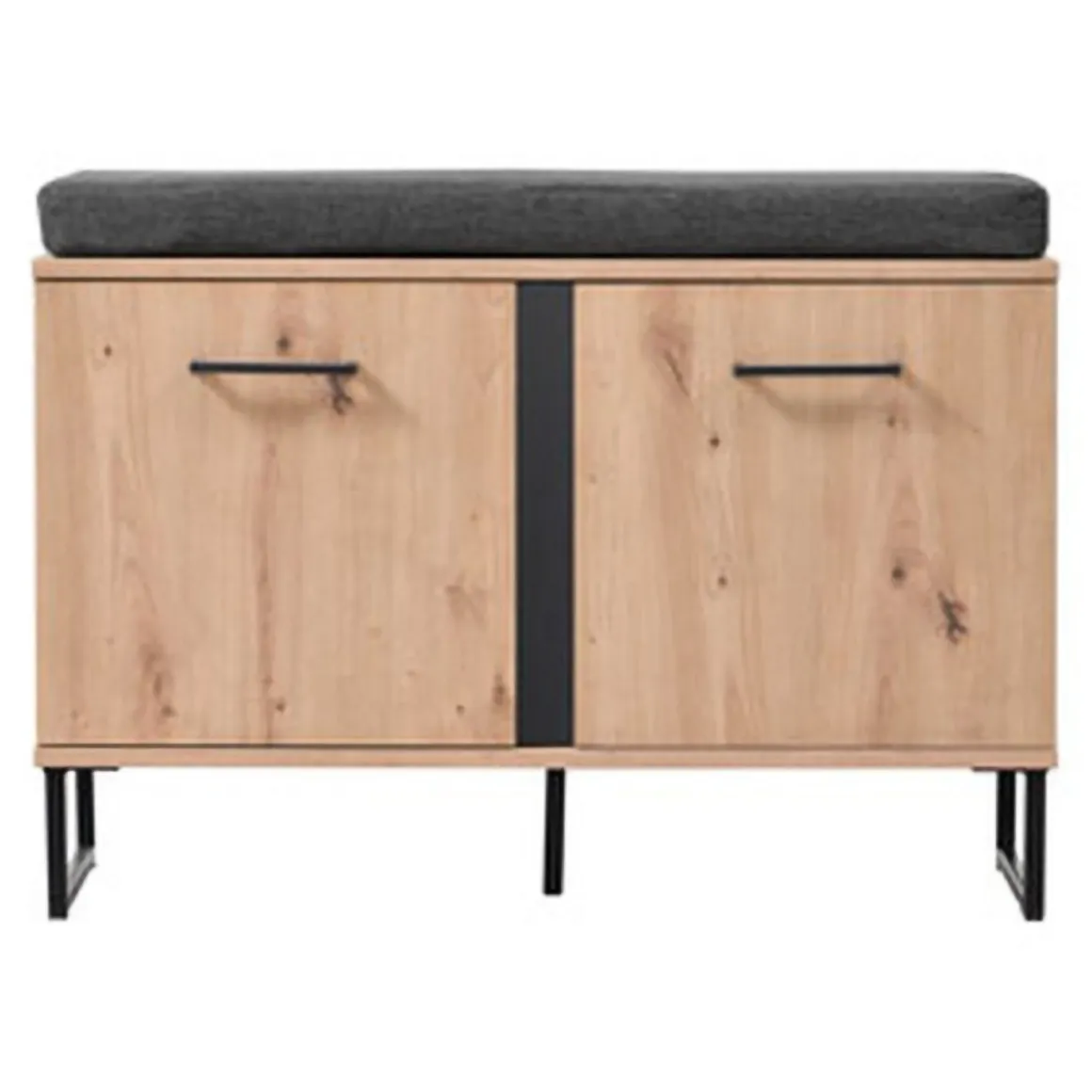 Mobile da Ingresso Marrone Rovere Nodi Nero un Ripiano 2 Ante 84.5x35x59.5h cm, 2 Vani - Roascio
