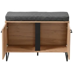 Mobile da Ingresso Marrone Rovere Nodi Nero un Ripiano 2 Ante 84.5x35x59.5h cm, 2 Vani - Roascio