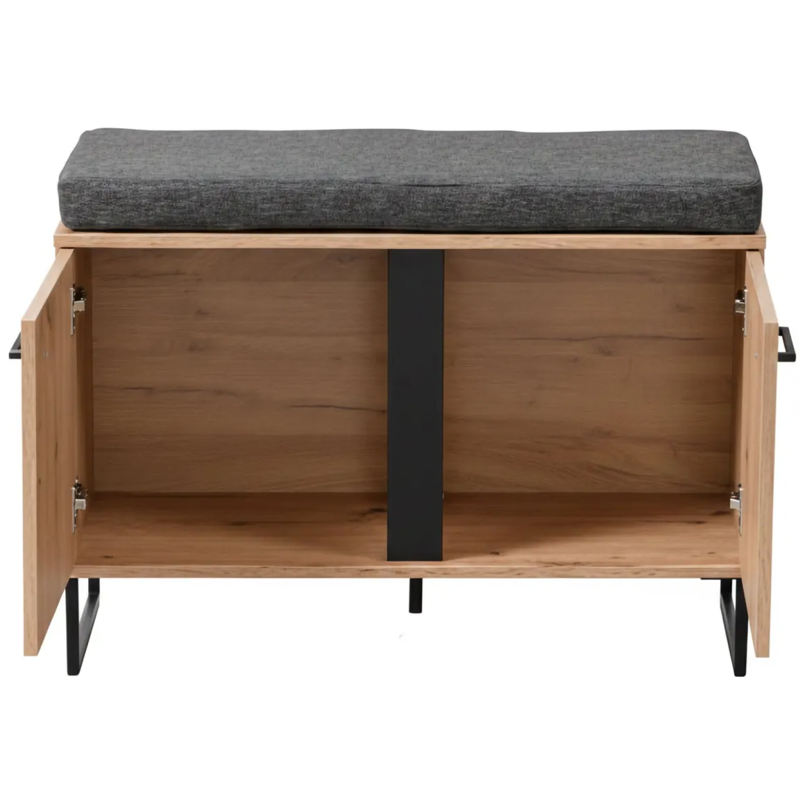 Mobile da Ingresso Marrone Rovere Nodi Nero un Ripiano 2 Ante 84.5x35x59.5h cm, 2 Vani - Roascio
