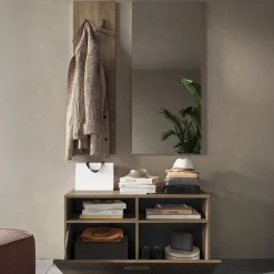 Mobile da Ingresso Marrone Rovere Specchio Incluso 4 Paia 91x36x165h cm, 2 Ripiani - Muros