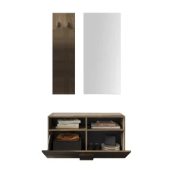 Mobile da Ingresso Marrone Rovere Specchio Incluso 4 Paia 91x36x165h cm, 2 Ripiani - Muros