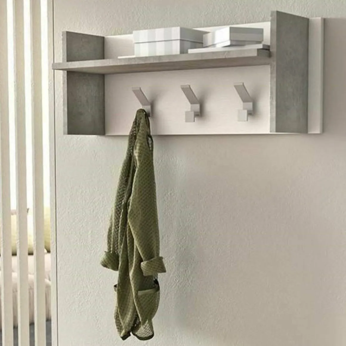 Mobile da ingresso minimal sospeso bianco e cemento 90x34h cm - Angry