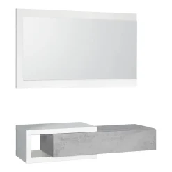 Mobili Da Ingresso|Ingresso > Dmora Mobile da ingresso moderno sospeso con cassetto bianco e cemento 95x19h cm - Arty Grigio, Bianco Cemento