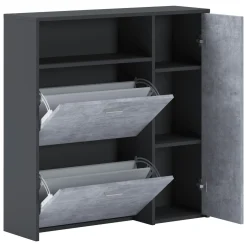 Mobili Da Ingresso > Dmora Mobile da ingresso Scultore, 92x27h94 cm, Antracite e Cemento Grigio Cemento, Nero Antracite