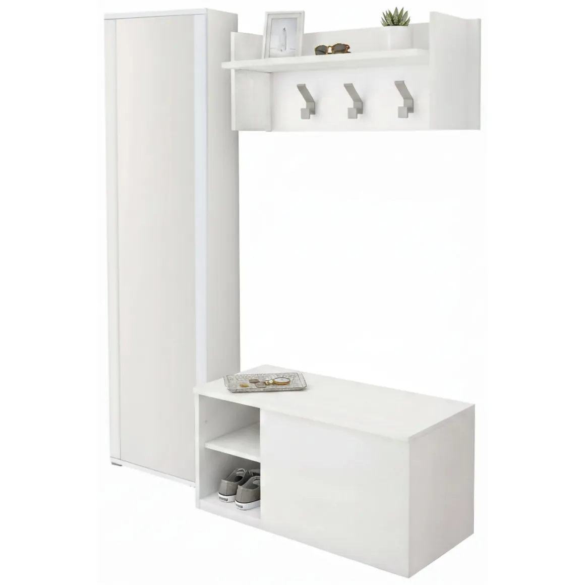Mobili Da Ingresso|Ingresso > Dmora Mobile da ingresso sospeso 2 ante bianco e cemento 90x45h cm - Tanzanite Grigio, Bianco Cemento