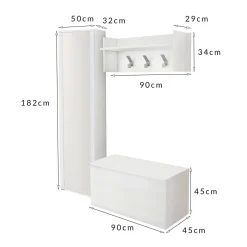 Mobili Da Ingresso|Ingresso > Dmora Mobile da ingresso sospeso 2 ante bianco e cemento 90x45h cm - Tanzanite Grigio, Bianco Cemento