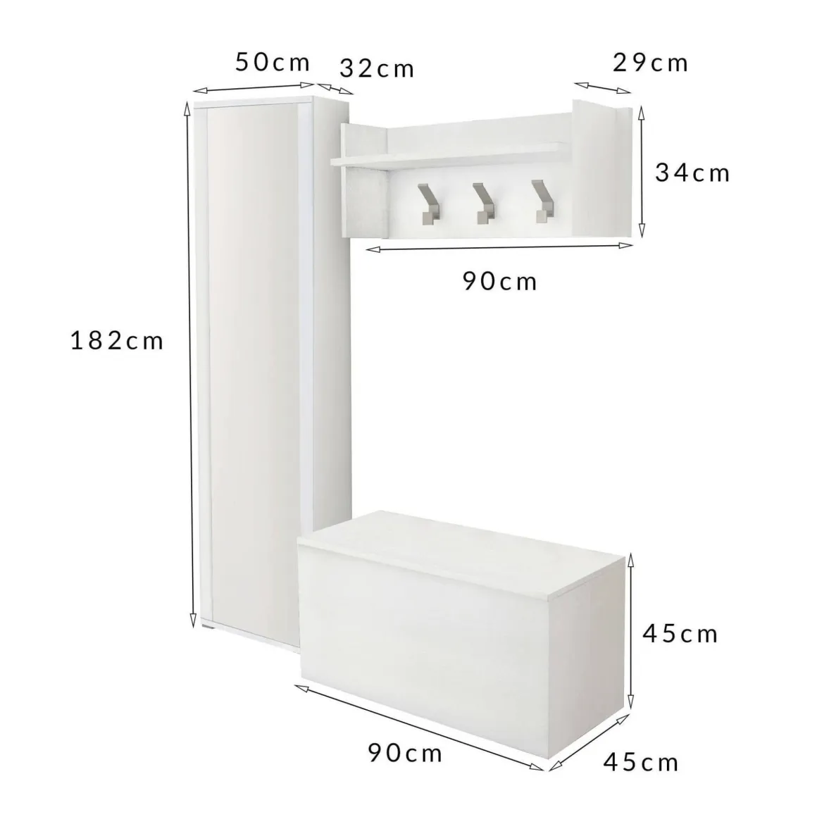 Mobili Da Ingresso|Ingresso > Dmora Mobile da ingresso sospeso 2 ante bianco e cemento 90x45h cm - Tanzanite Grigio, Bianco Cemento