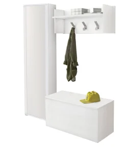 Mobili Da Ingresso|Ingresso > Dmora Mobile da ingresso sospeso 2 ante bianco e cemento 90x45h cm - Tanzanite Grigio, Bianco Cemento