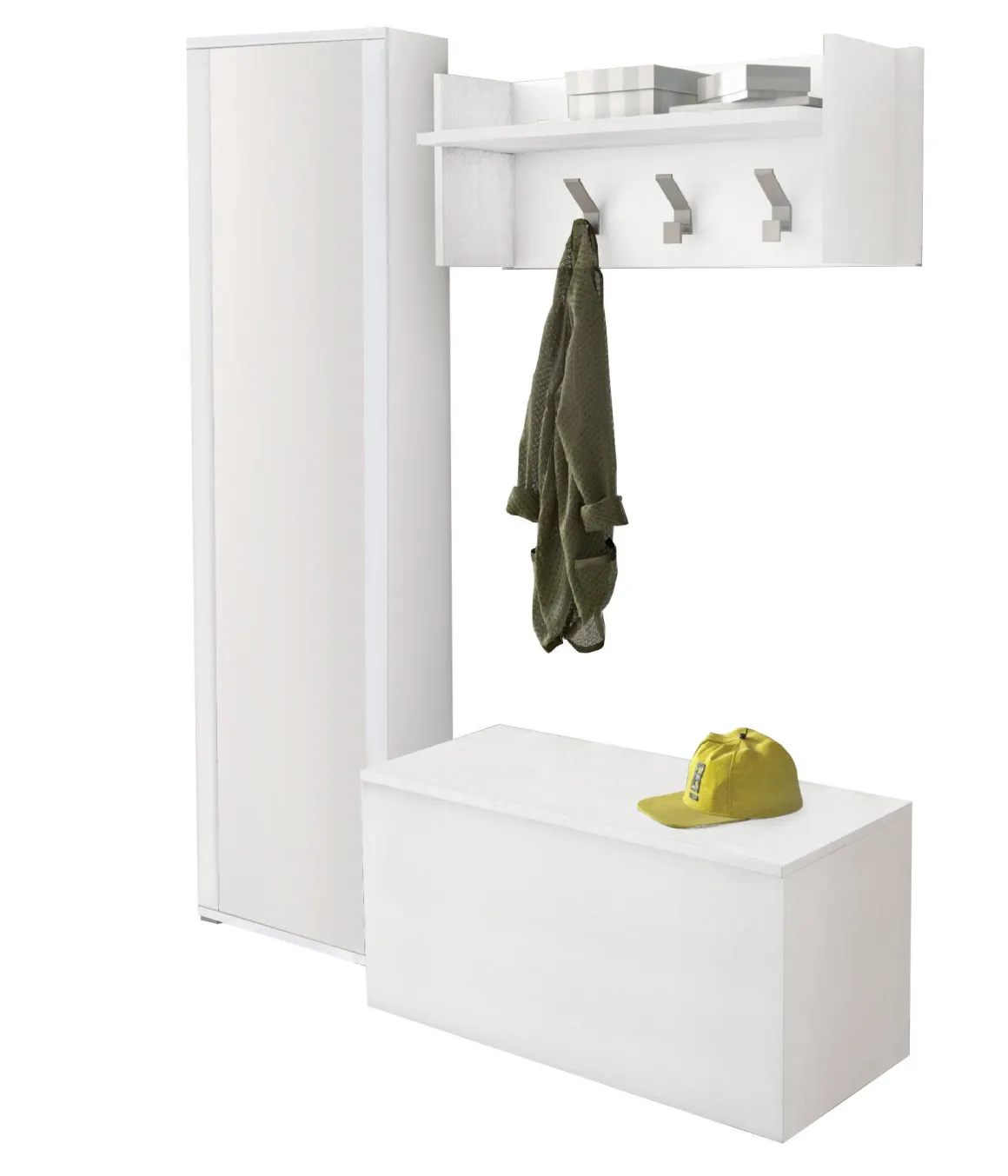 Mobili Da Ingresso|Ingresso > Dmora Mobile da ingresso sospeso 2 ante bianco e cemento 90x45h cm - Tanzanite Grigio, Bianco Cemento