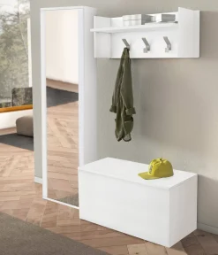 Mobili Da Ingresso|Ingresso > Dmora Mobile da ingresso sospeso 2 ante bianco e cemento 90x45h cm - Tanzanite Grigio, Bianco Cemento