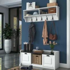 Mobili Da Ingresso|Ingresso > Dmora Mobile da ingresso sospeso 2 ante bianco e rovere 77x91h cm - Alambicco Marrone, Bianco Rovere