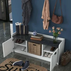 Mobile da ingresso sospeso 2 ante bianco e grigio 120x37h cm - Frank