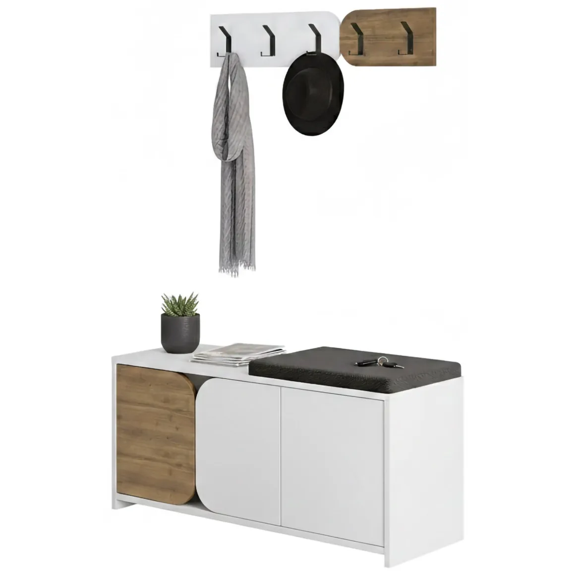Mobile da ingresso sospeso 3 ante quercia e bianco 104x52h cm - Riga