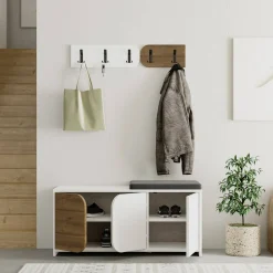 Mobile da ingresso sospeso 3 ante quercia e bianco 104x52h cm - Riga