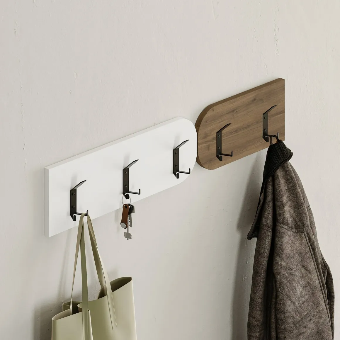 Mobile da ingresso sospeso 3 ante quercia e bianco 104x52h cm - Riga