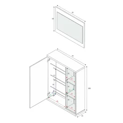 Mobile da ingresso sospeso bianco e grigio cenere 79x108h cm - Volturno