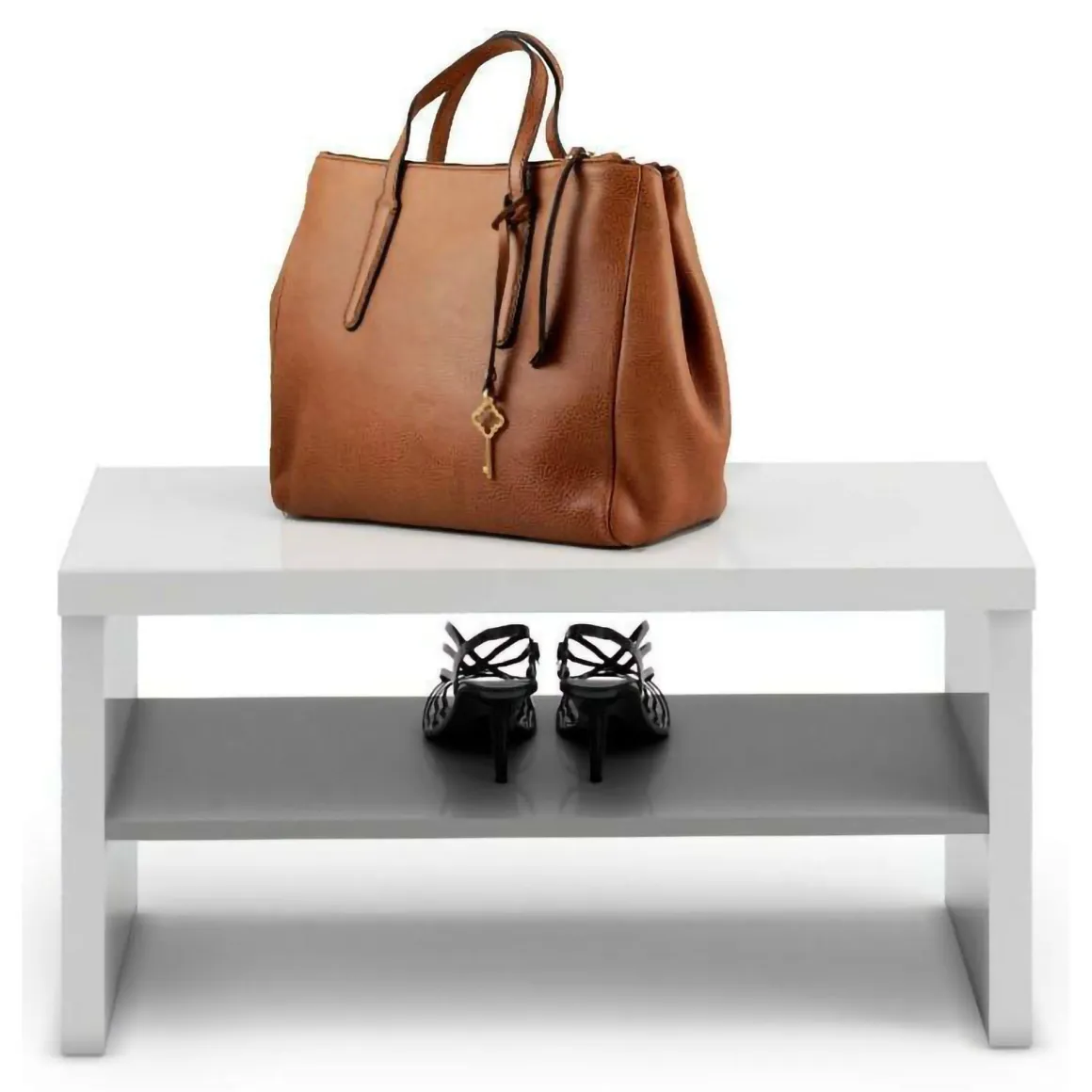 Mobile da ingresso sospeso bianco lucido e antracite 80x40h cm - Trivia